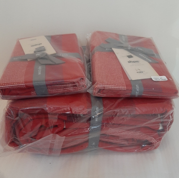 *West Elm Modern Plaid King Duvet Cover & 2 Euro Shams - Picture 10 of 11